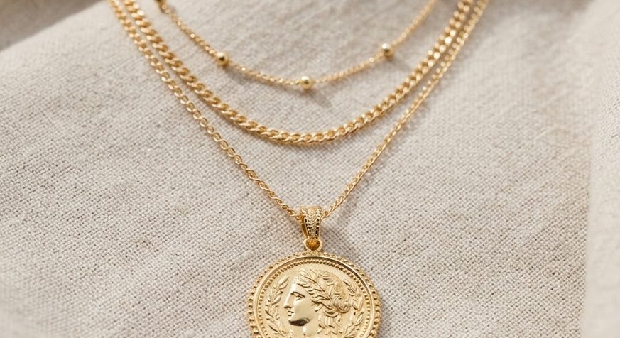 Layered Coin Necklace — detail view