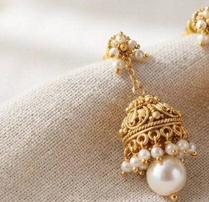 Pearl Drop Jhumkis — detail view
