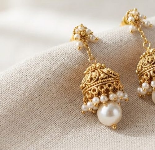 Pearl Drop Jhumkis — alternate view